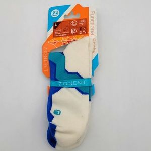 Functional socks low crew white and blue